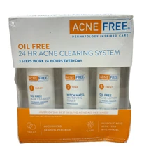 Acne Free Oil Free 24 Hr Acne Clearing System (Clean, Tone & Treat) New