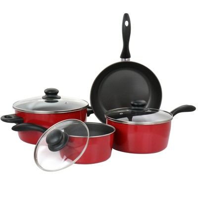 Armada 7 Piece Nonstick Carbon Steel Cookware Set in Red Quick Clean Up  6.00lbs