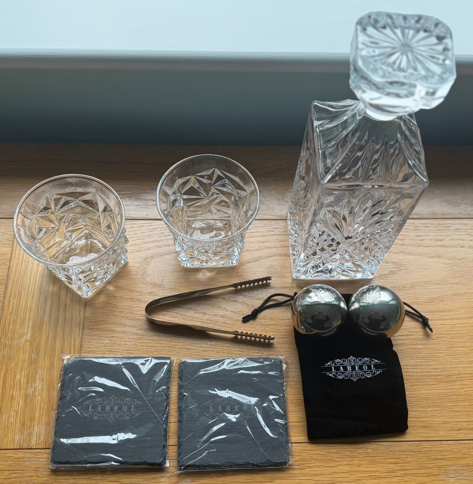 Labeol - Whiskey Decanter & Glass Set - New - No Box