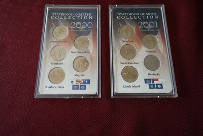 STATEHOOD QUARTER COLLECTION 2 SETS 2000 2001 5 COIN COMMEMORATIVE SETS ...