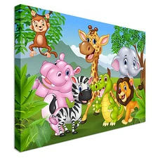 Kids Jungle Canvas Wall Art Picture Print