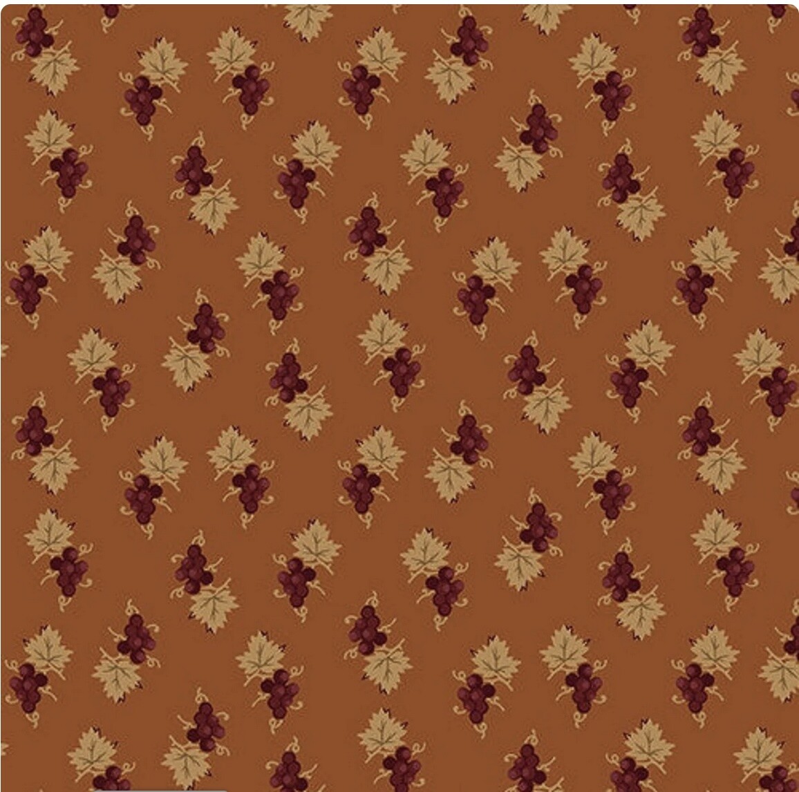 Henry Glass Scraps of Kindness Grape Clusters Orange Cotton Fabric Yardage  