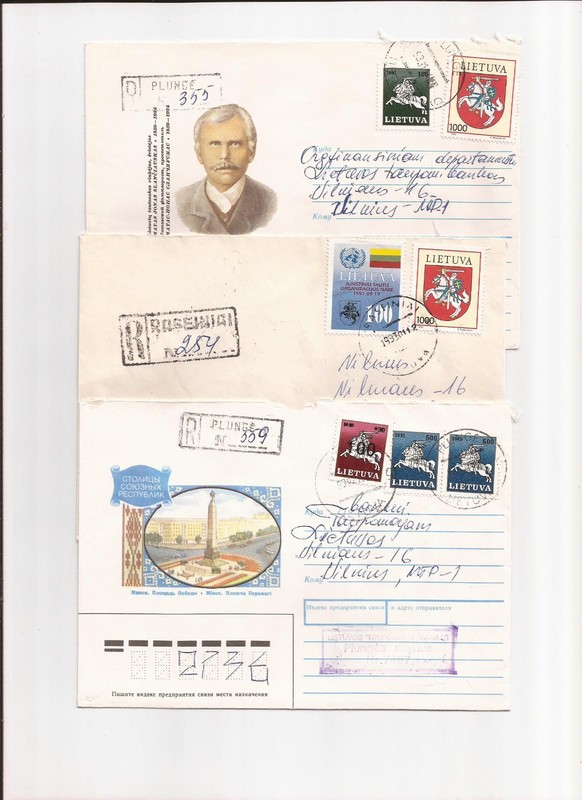 LITHUANIA-Registered covers (6) used internally