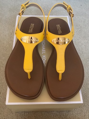 yellow t strap sandals
