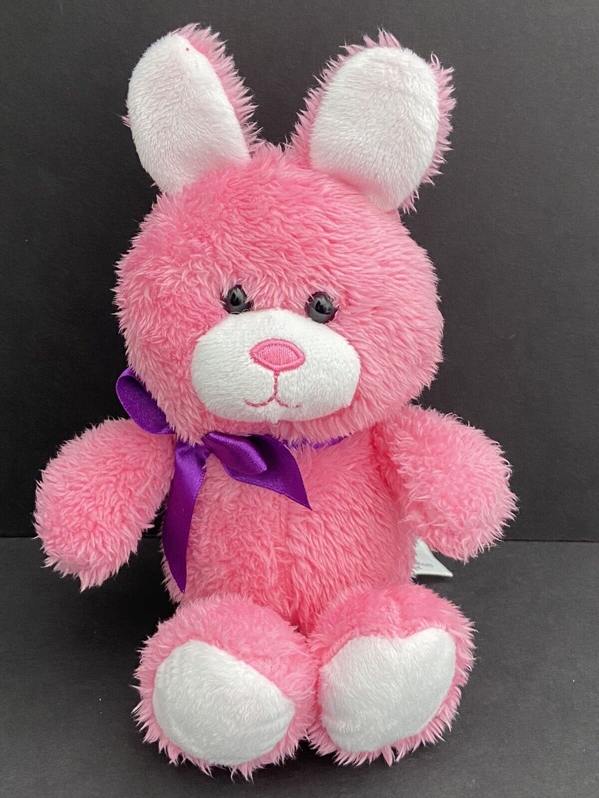 Animal Adventure Pink White Bunny Rabbit Plush Stuffed Purple Bow 9" 2018
