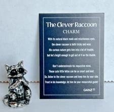 Ganz "The Clever RACCOON" Token Figurine + Poem Card 1" x 3/4"