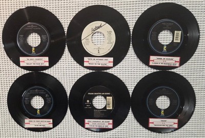 U2   FRANK SINATRA   BONO Original ISLAND Rock 45s with Jukebox Title Strips EX