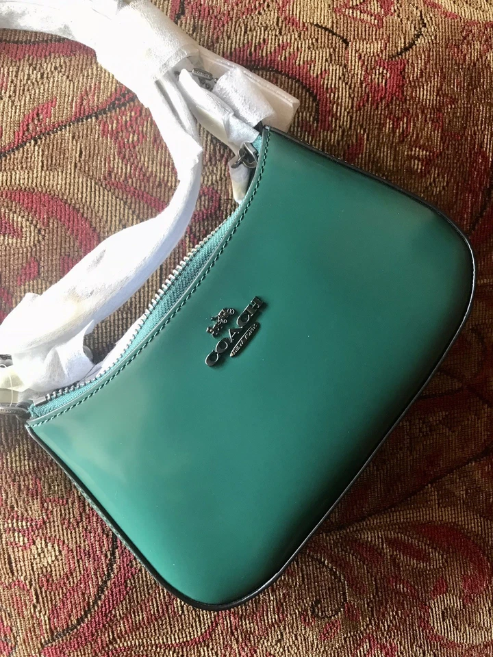 NWT Coach Teri MINI Leather Emerald Green Mini  Crossbody Bag