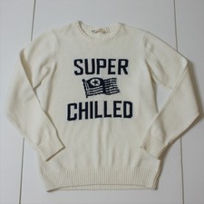 H M Boy's 'Super Chilled' Crew Neck White Color Sweater Top in size 10-12