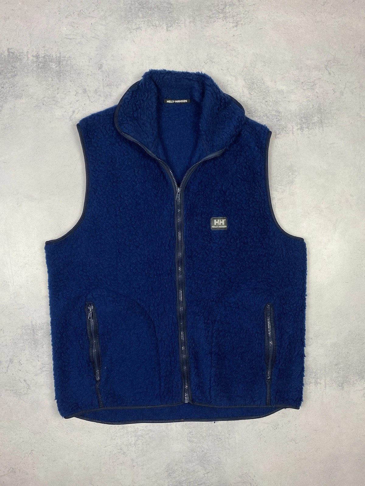 Helly Hansen Vest Mens Medium Blue Vintage 90s Fleece Full Zip Outdoor Hiking