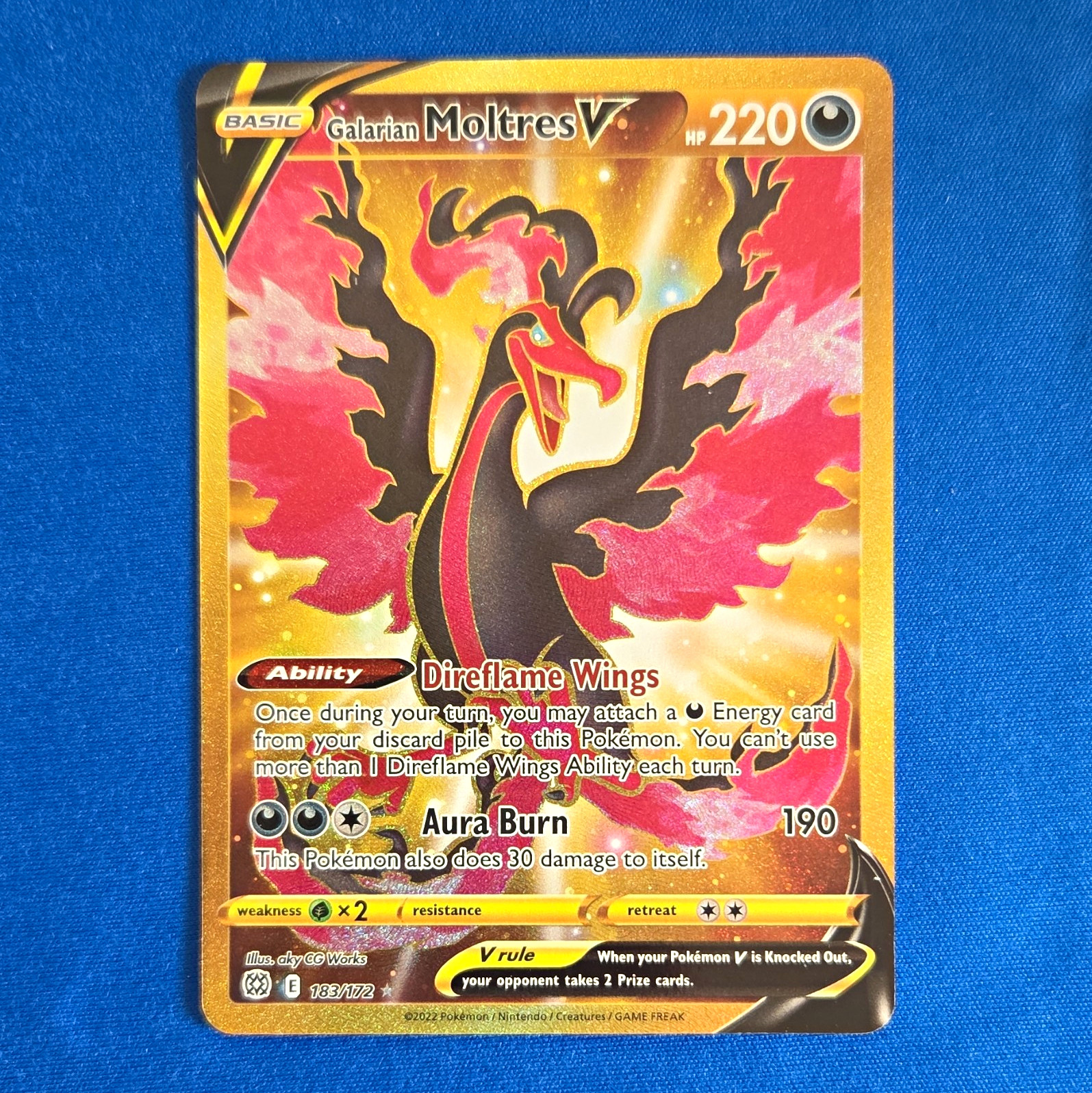 Pokémon TCG Galarian Moltres V 183/172 Brilliant Stars Secret Rare Holo