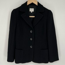 Armani Collezioni Wool Black 3 Button Wool Blazer Sz 4 Made in Italy