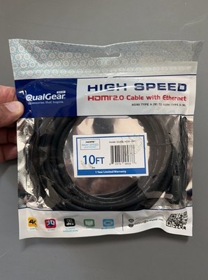 QualGear High-Speed HDMI 2.0 Cable with Ethernet, 10 Feet (QG-CBL-HD20-10FT)