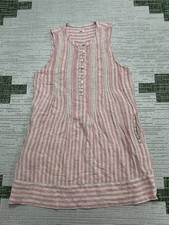 Faherty Dress Womens Medium Pink Beige Linen Blouson *