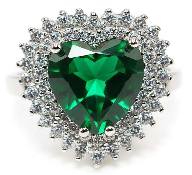 Heart 4CT Heat Treated Green Tourmaline 925 Sterling Silver Ring Sz 6 F8-1
