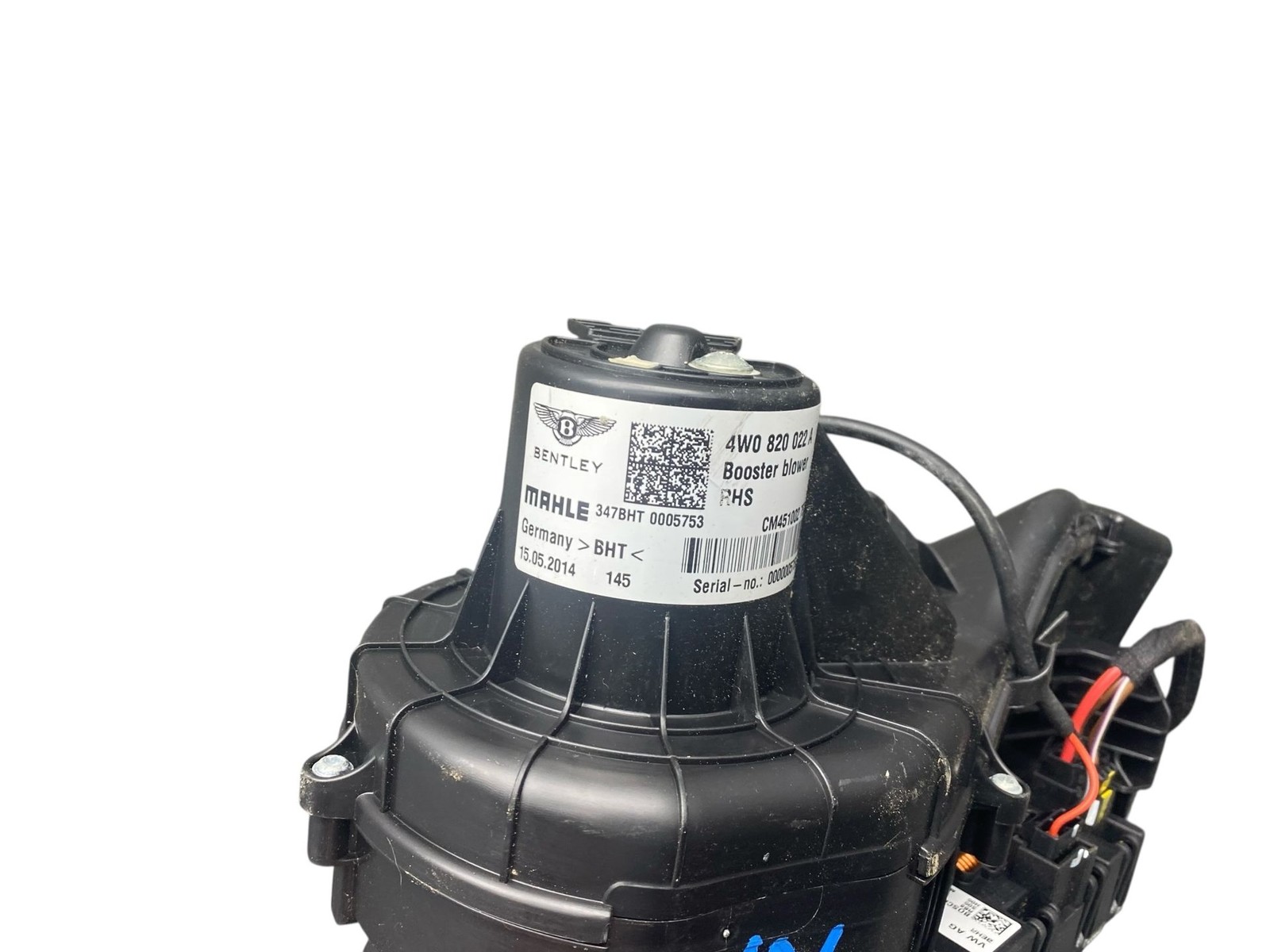 2013-2019 BENTLEY FLYING SPUR 4W 223B REAR RH AIR BOOSTER BLOWER MOTOR W/REISTOR