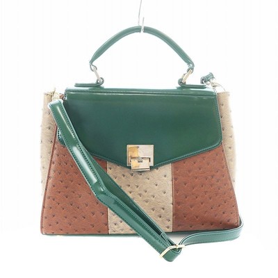 EVRIS 2WAY Bag Hand Shoulder Dot Green Brown 371751901101-01 RI OS Ladies