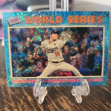 2026 Topps Heritage Yoshinobu Yamamoto Blue Sparkle Chrome World Series #313