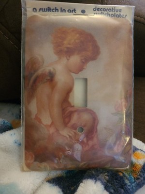 Vintage Metal Angel In  Garden Single Switchplate A Switch In Art Product OOP