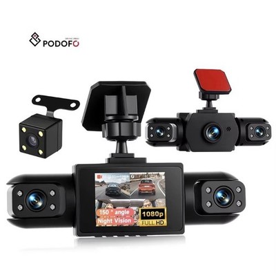 Podofo Dash Cam 1080P 4-Objektiv-Kamera * 4 2 ''Vorder-und Seiten-Dashcam-Auto