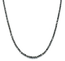 5 mm Black Diamond Necklace: Round Brilliant Cut, Certified Genuine - 925 Silver
