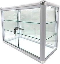 Counter Glass Display Showcase with Option for LED Lights -White and Black