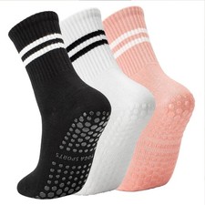 Lacholin Yoga Pilates Socks with Grips for Women, Non Slip Grips Cotton Socks...
