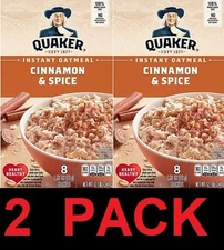 QUAKER Cinnamon & Spice Instant Oatmeal Whole Grains - 12.1 oz Box - 2 PACK