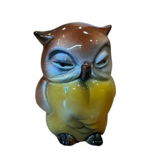 Goebel W. Germany Miniature Owl Sleepy Porcelain Figurine 2 1/4  Tall VTG