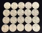 1941-1944 Walking Liberty Half Dollar, 90% Silver, Lot of 20