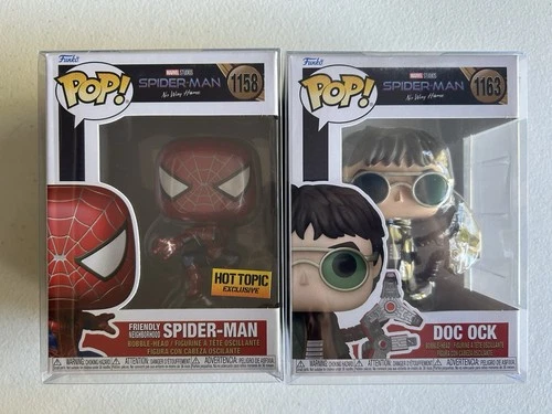 Funko Pop! Marvel : Spider-Man Metallic Hot Topic 1158 & Doc Ock 1163 W/ Protect