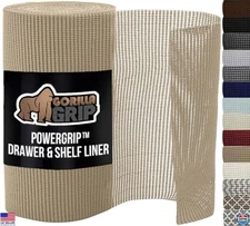 GORILLA GRIP powerGRIP Non-Adhesive Drawer & Cabinet Liner - 12" x 10', Beige