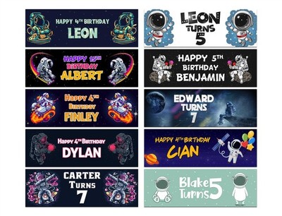 Personalised Birthday Banners Astronaut Design Children Kid Party Decoration 538