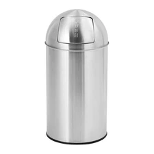 Stainless Steel Trash Bin 70L Push Top Heavy Duty Odor Control Home Office 