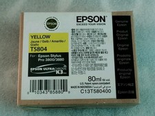 T5804 Genuine Epson Pro 3800 3880 Yellow Ink T580400 w/exp 05-2026