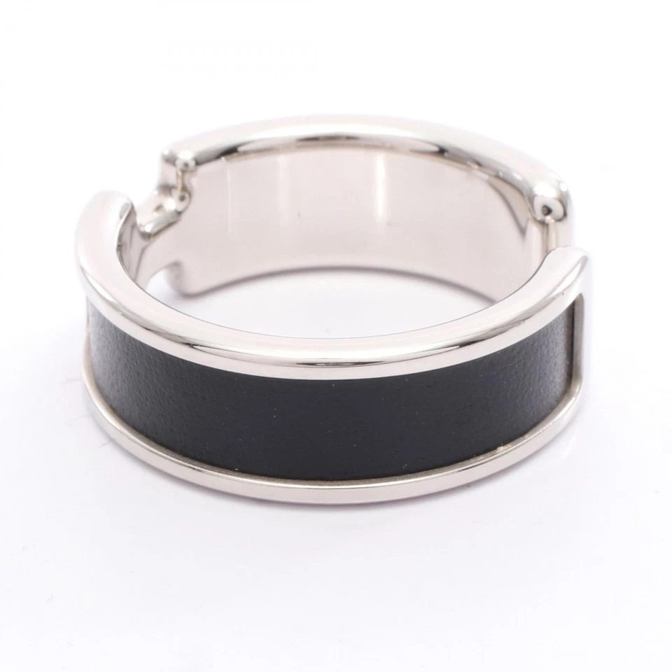 HERMES Olympe GM Pendiente Oreja Acero Inoxidable Cuero Negro Usado Mujer Foto 2 de 4