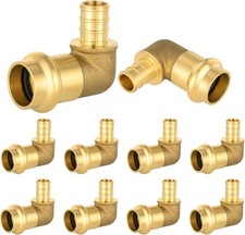 1/2" PEX B Crimp x 1/2" Copper Press 90  Elbow Brass Fittings