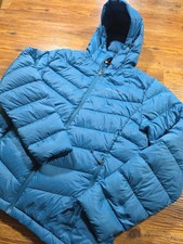 Eddie Bauer Sz.L EB650 Microlight Packable Down Puffer Hooded Teal Jacket 358g