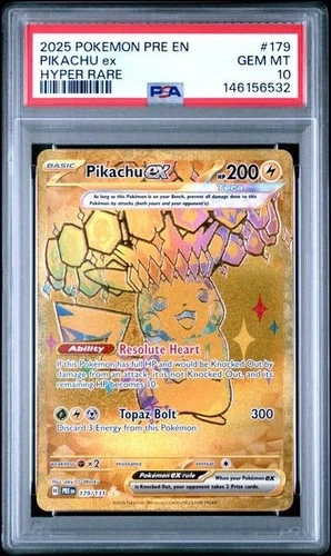2025 POKEMON PRE EN-PRISMATIC EVOLUTIONS HYPER RARE #179 PIKACHU EX PSA 10