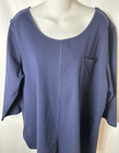Denim & Co. Essentials Women's Knit 3/4 Navy Blue Top   Size XL   A266829
