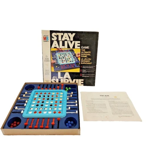 Stay Alive Board Game Milton Bradley Canada Bilingual Version COMPLETE Vtg