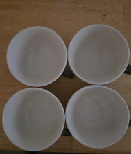 Set of Four Wide Mouth Cups U.S.A. 13731 Yellow, Purple Flower Blue Handle