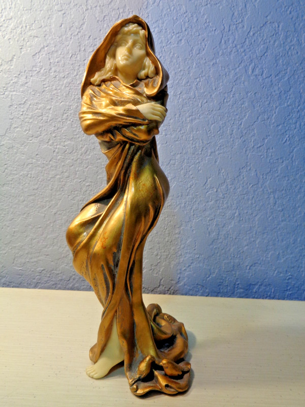 Nature Unveiling Herself Resin & Faux Gilt statue 9 inches high