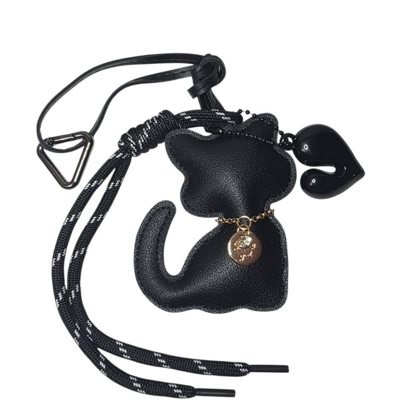 Stylish Black Cat Faux Leather Keychain