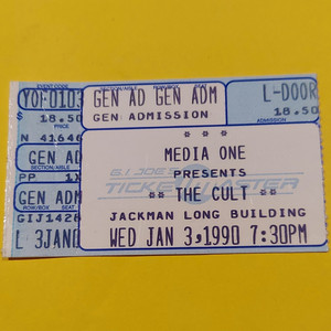 The Cult vintage Concert Ticket Stub Salem OR Jan 31 1990 EXL Bonham dangerous..