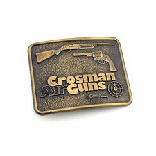 Vintage Crossman Air Coleman Belt Buckle Century Canada Brass Cast Mens Man Hunt