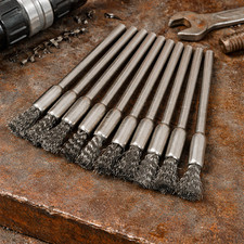 10pcs Stainless Steel Wire Brushes 3.17mm Shank Rotary Tool Cleaning Set UK