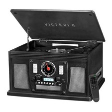 Victrola Navigator 8-in-1 Bluetooth CD Player Turntable VTA-600B-B - Black