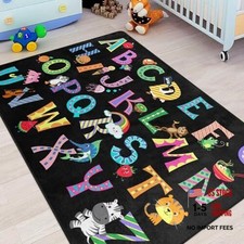 ABC Alphabet Rug, Classroom Playmat Rugs - 5x7 Ft Kids Carpet with Rubber