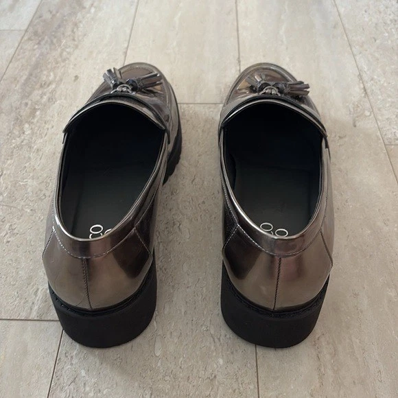 NWT Franco Sarto Carolynn Metallic Tassel Loafers Preppy Silver 11 - Image 4 of 4
